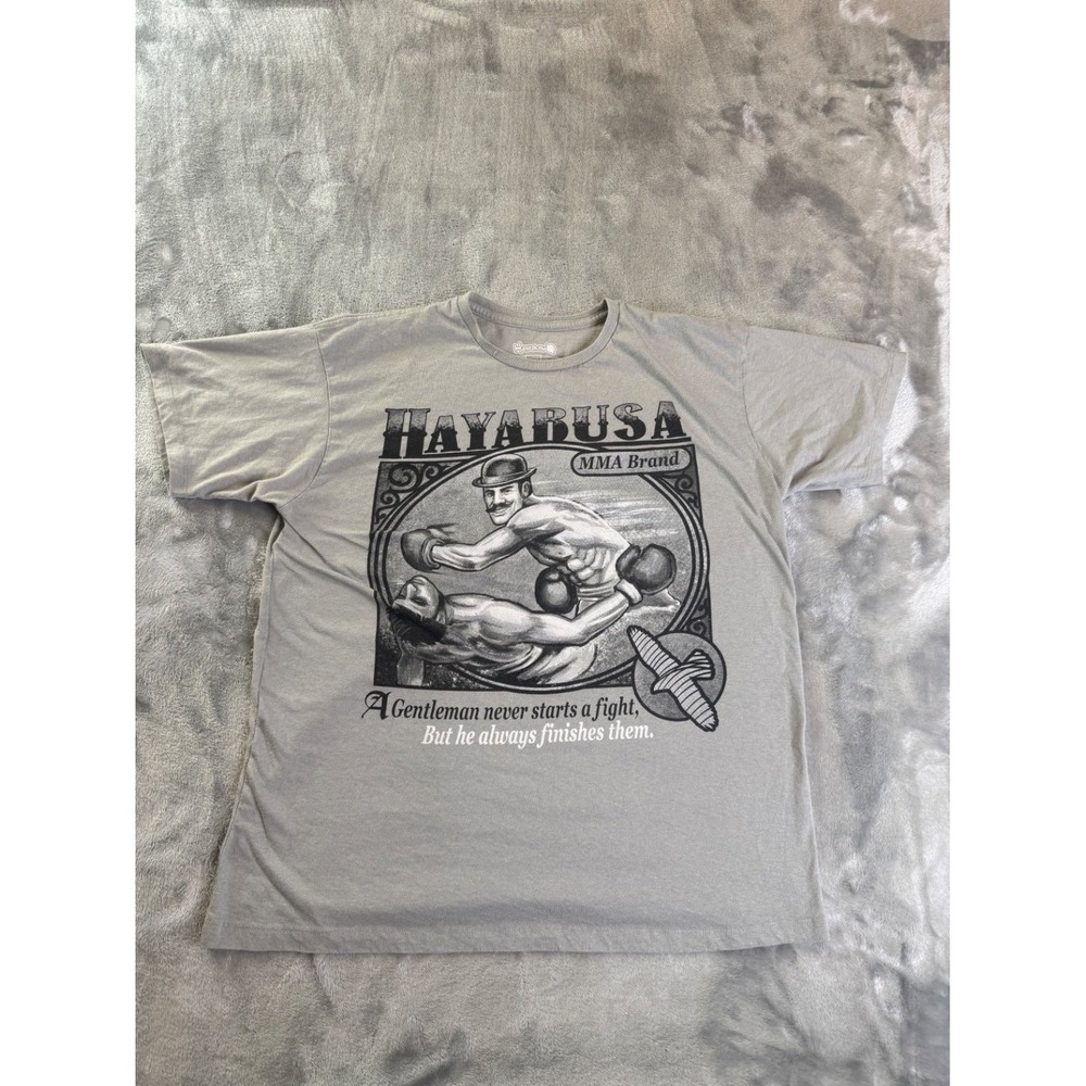 Hayabusa Mma Gentleman Boxer Graphic T Shirt Mens XL Gray Fight Short Sleeve